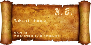 Maksai Bence névjegykártya